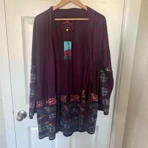 Johnny Was - Purple Embroidered Cardigan NWT